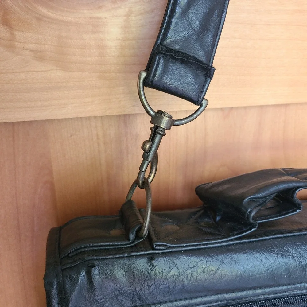 Vintage Black Leather Handmade Laptop Carry Style Messenger Satchel Bag